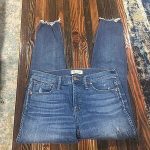 Madewell 9” High Rise Skinny Distressed Raw Hem Jeans 30
